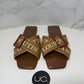Christian Louboutin Crossimule Sandals, Brown, Size 37.5