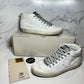 Golden Goose Mid Star Classic Private EDT, Glitter Tongue, Optic White and Silver, Size 37