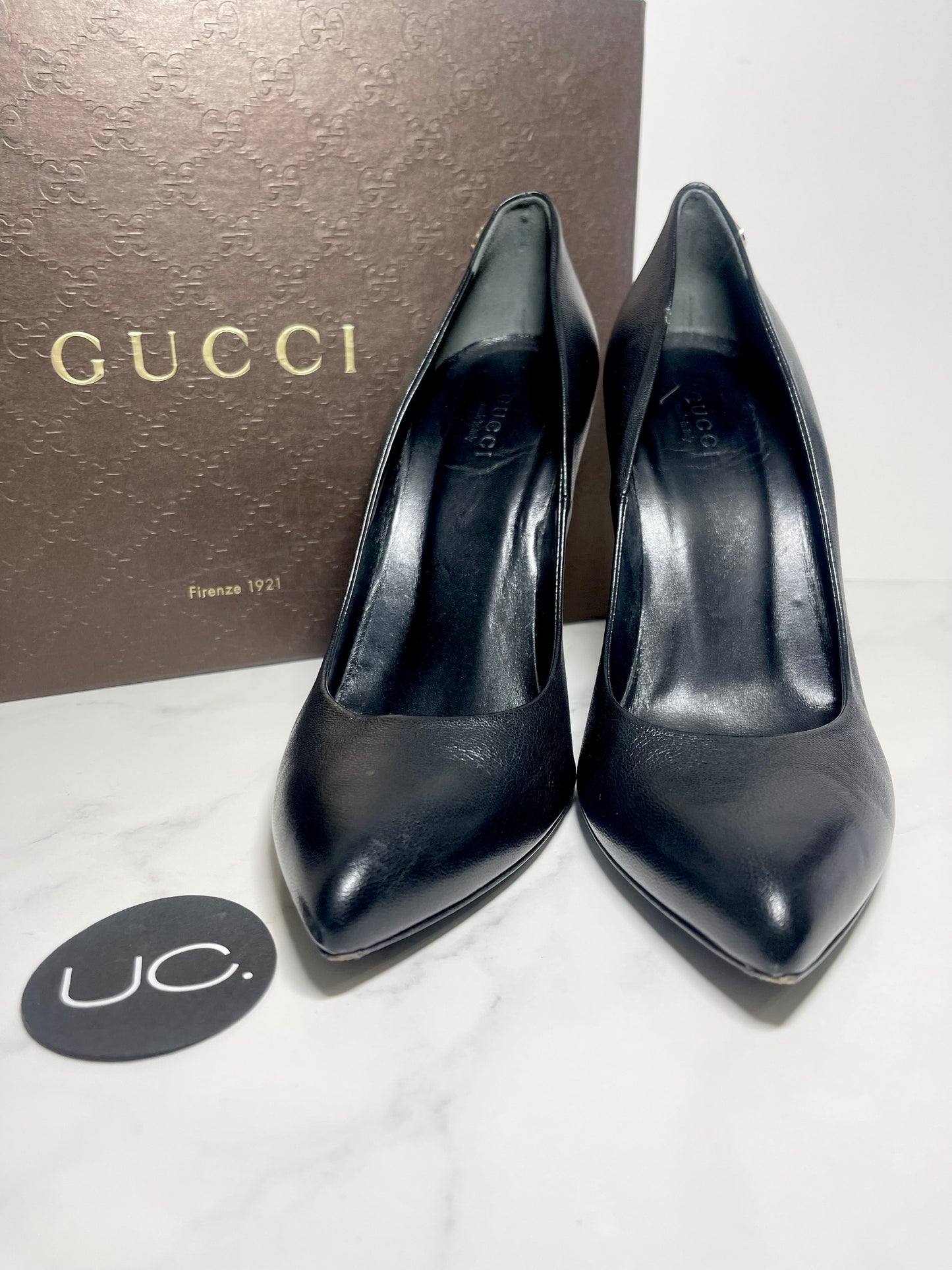 Gucci High Heel Pumps, Black, Size 37.5