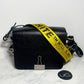 Off-White Black Leather Binder Clip Crossbody Bag with Removable Strap