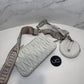 Miu Miu Quilted Matelasse Clutch Crossbody Bag with Logo Strap, Ivory