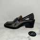 Coach Heath Block Heel Penny Loafer, Gunmetal Metallic Grey, Size 6.5