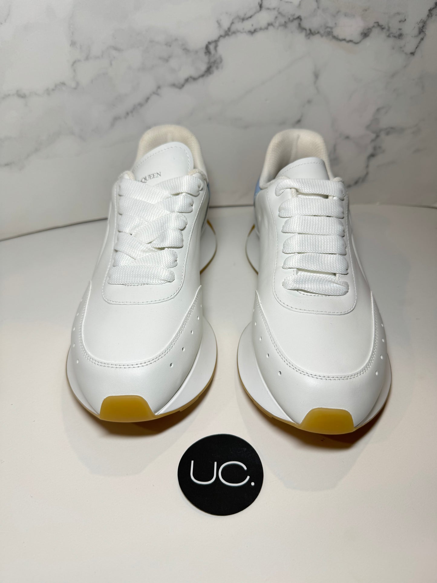 NEW Alexander McQueen Sprint Runner, White/Powder Blue/Cement, Size 37