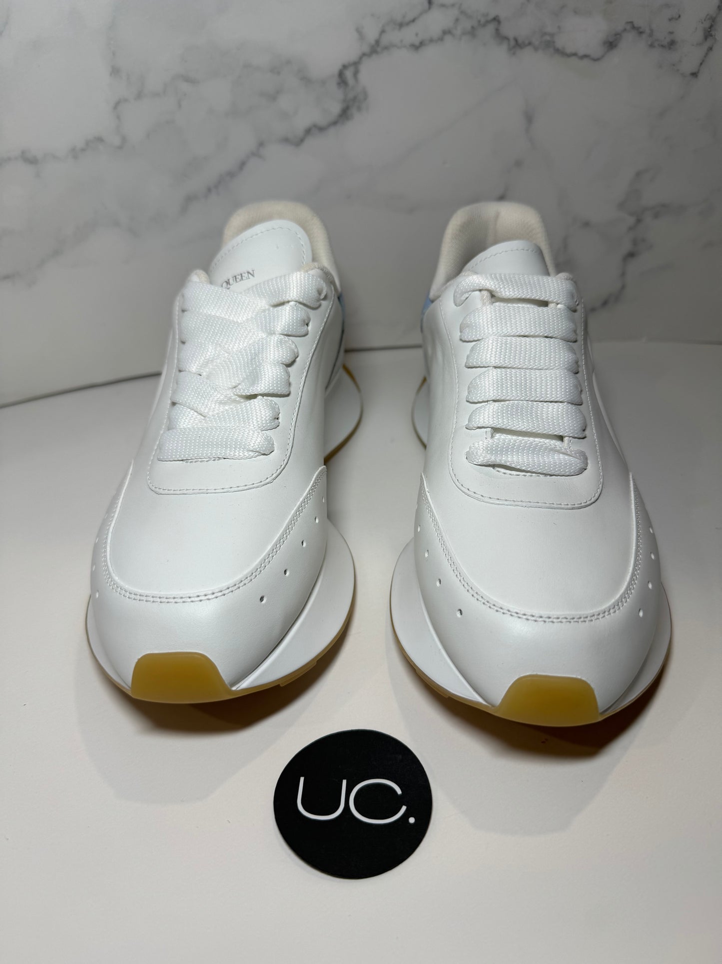 NEW Alexander McQueen Sprint Runner, White/Powder Blue/Cement, Size 37