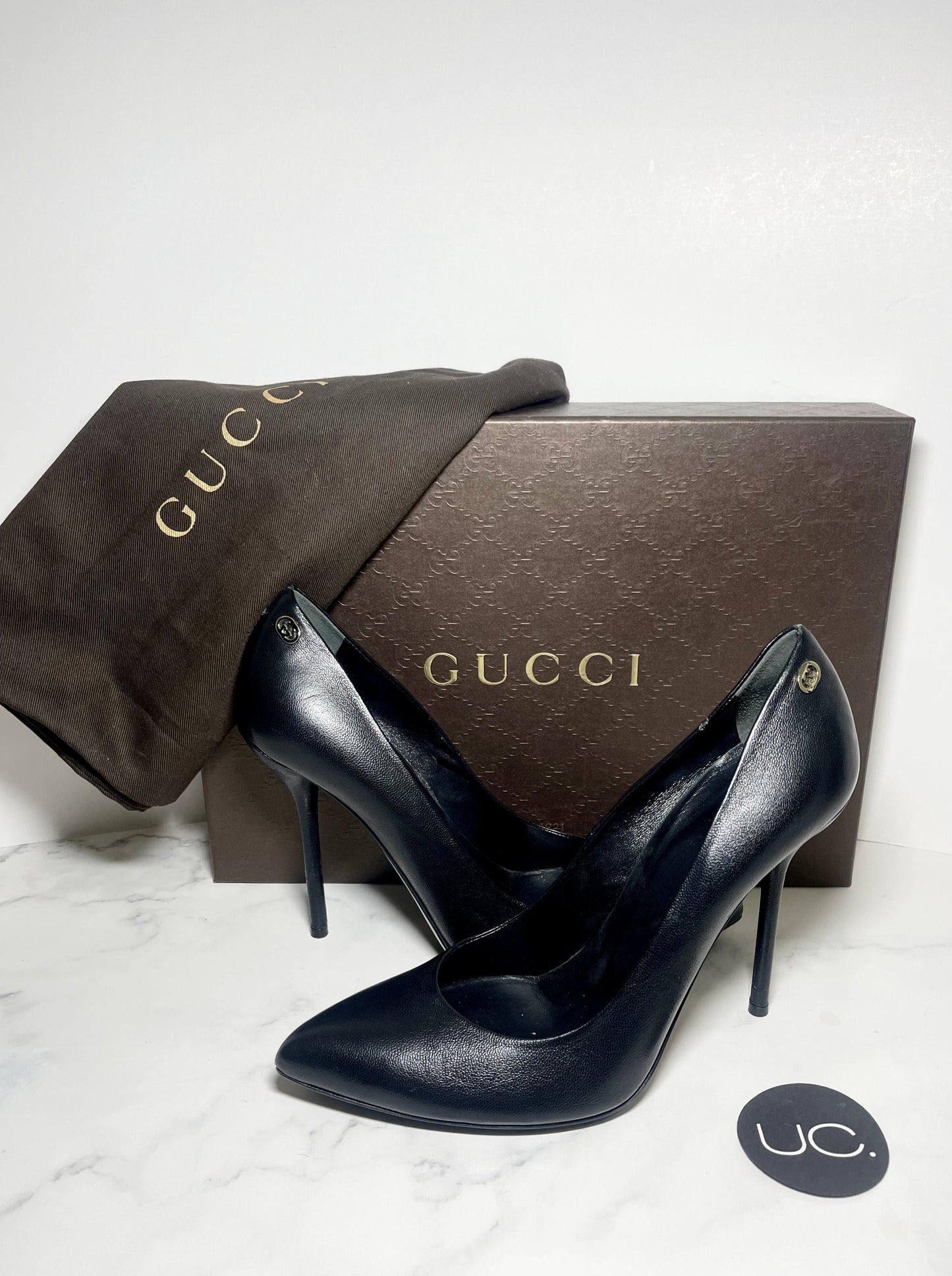 Gucci High Heel Pumps, Black, Size 37.5