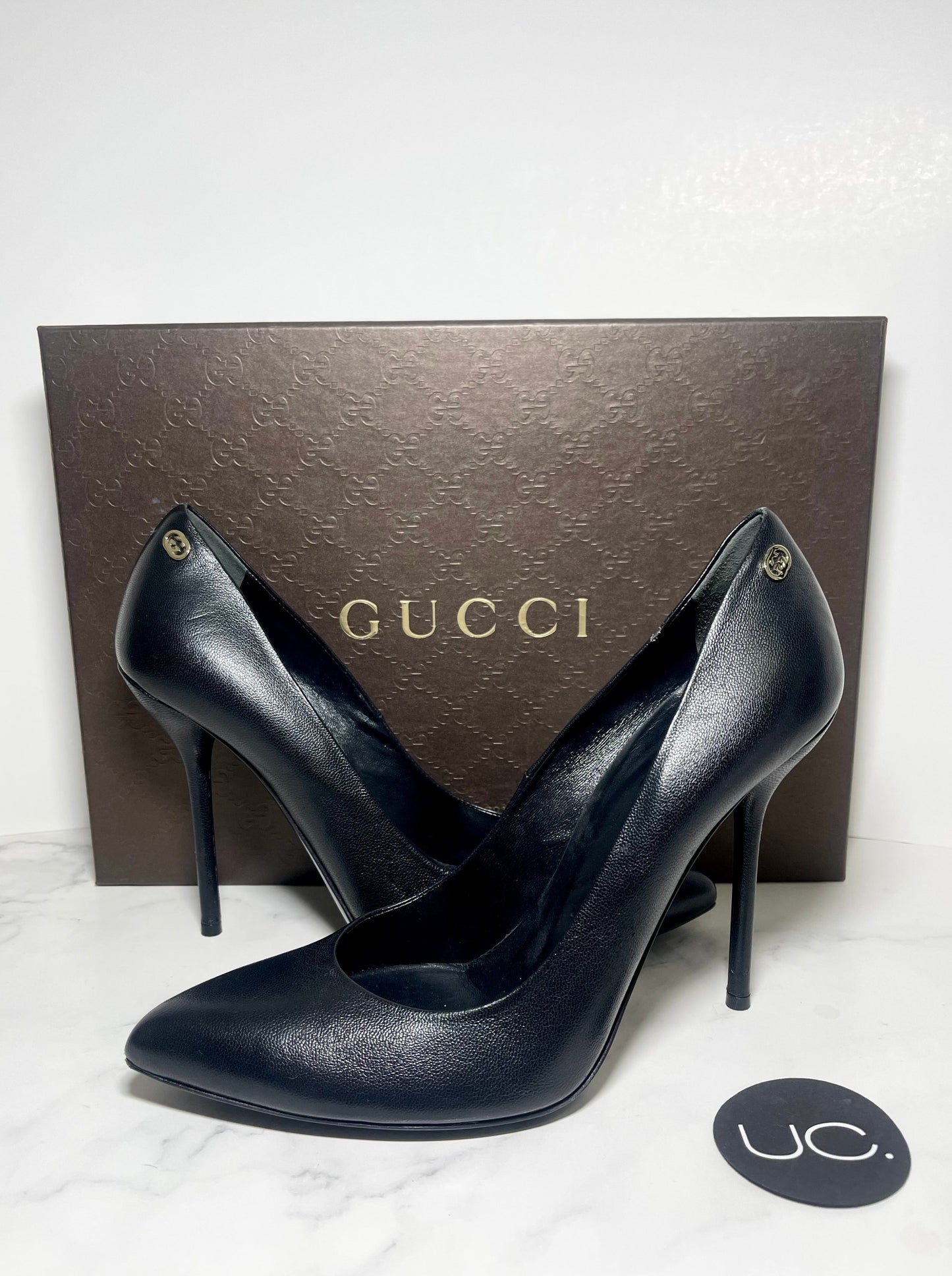 Gucci High Heel Pumps, Black, Size 37.5