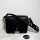 Off-White Black Leather Binder Clip Crossbody Bag with Removable Strap