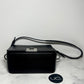 Off-White Black Leather Binder Clip Crossbody Bag with Removable Strap