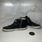 Golden Goose Slide Classic Black Leather with Studs, Custom Laces, Size 37