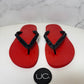 Christian Louboutin Loubi Flip Flops, Size 37, Red/Black