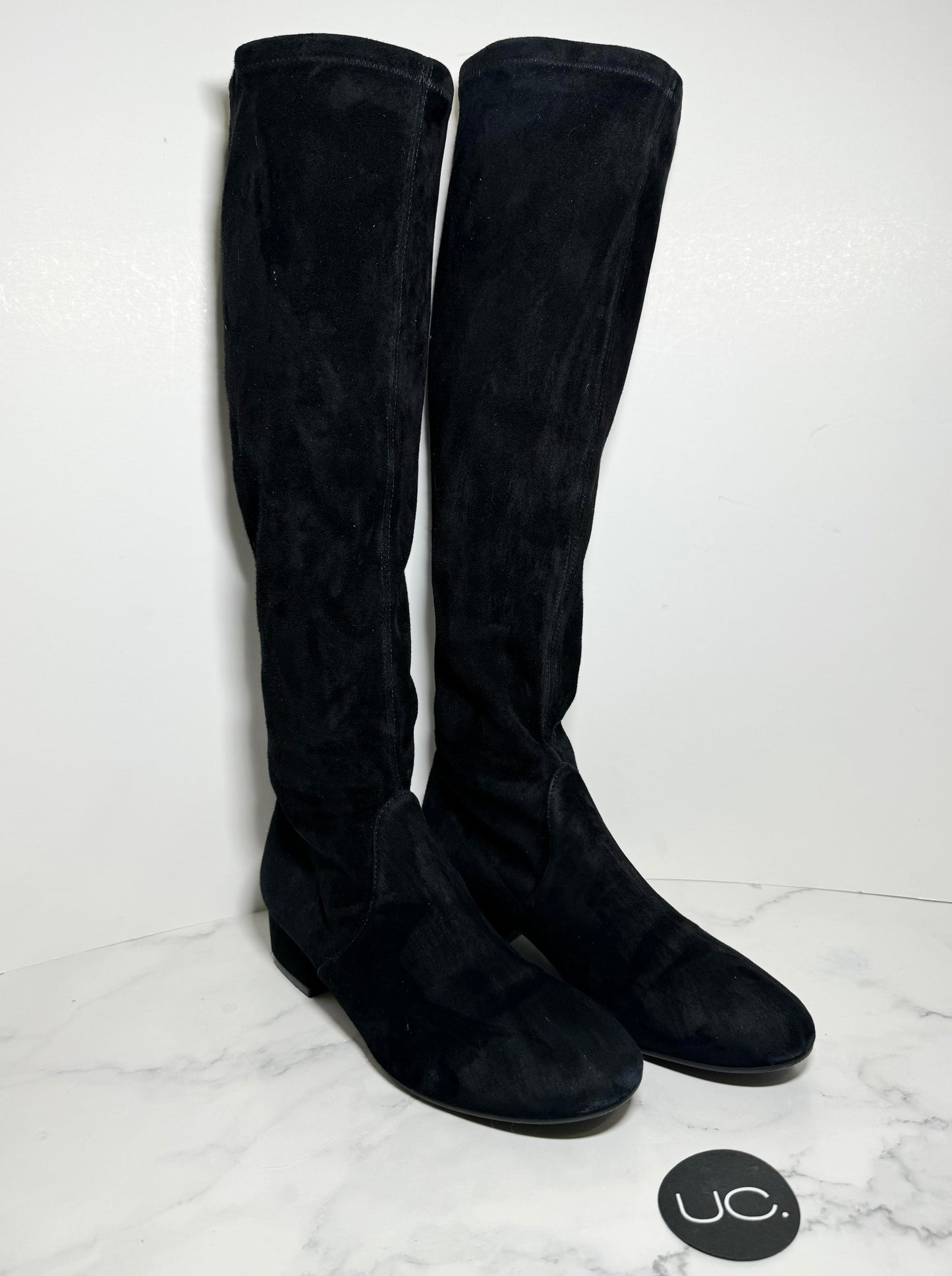 Stuart Weitzman Raissa Boot, Suede, Black, Size 6