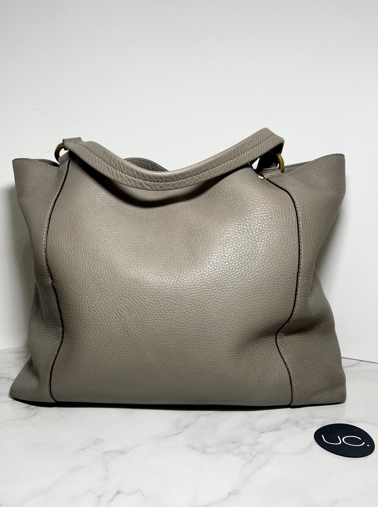 Gucci Interlocking G Tote in Taupe and Gold, Style 309528