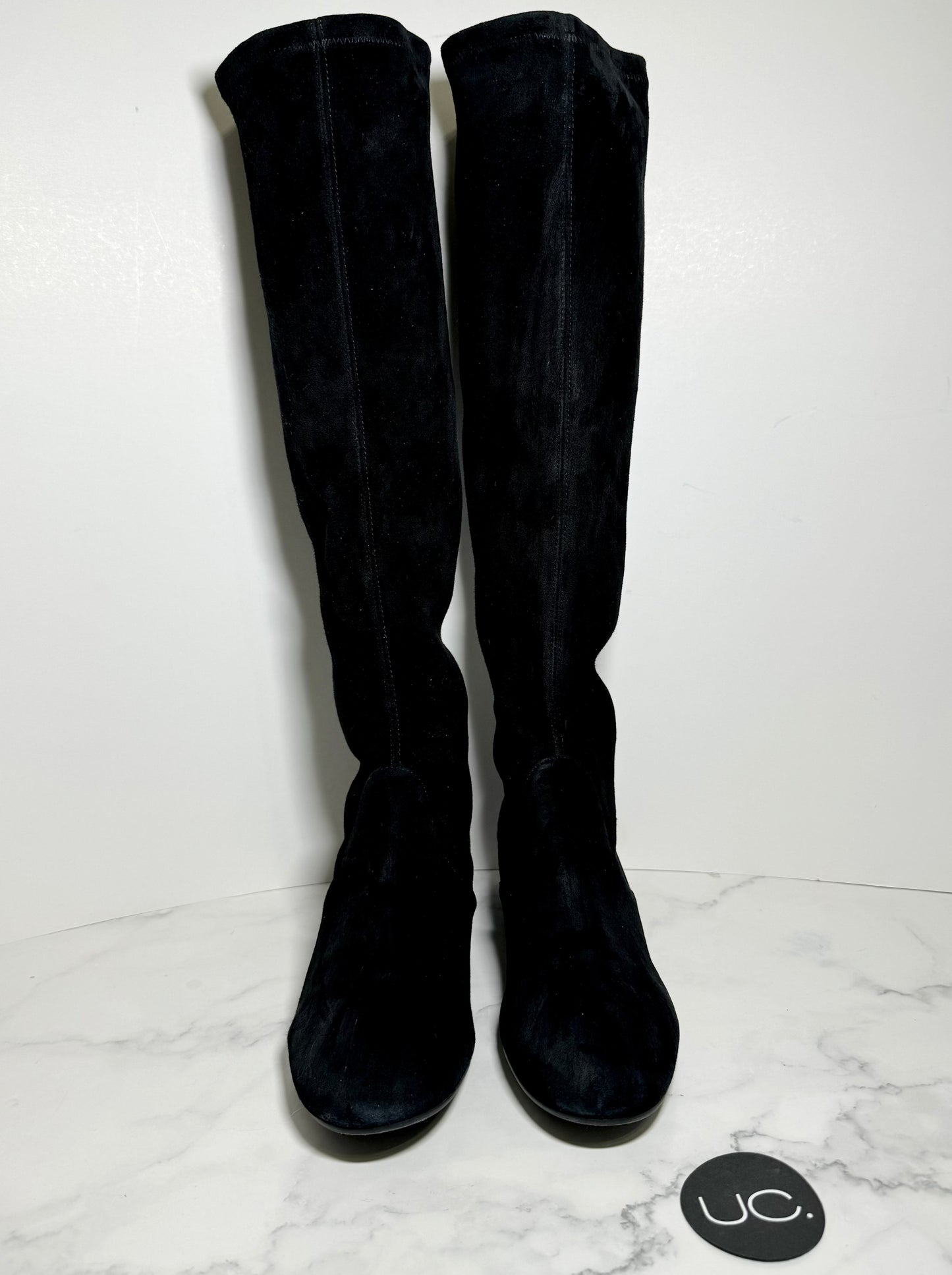 Stuart Weitzman Raissa Boot, Suede, Black, Size 6