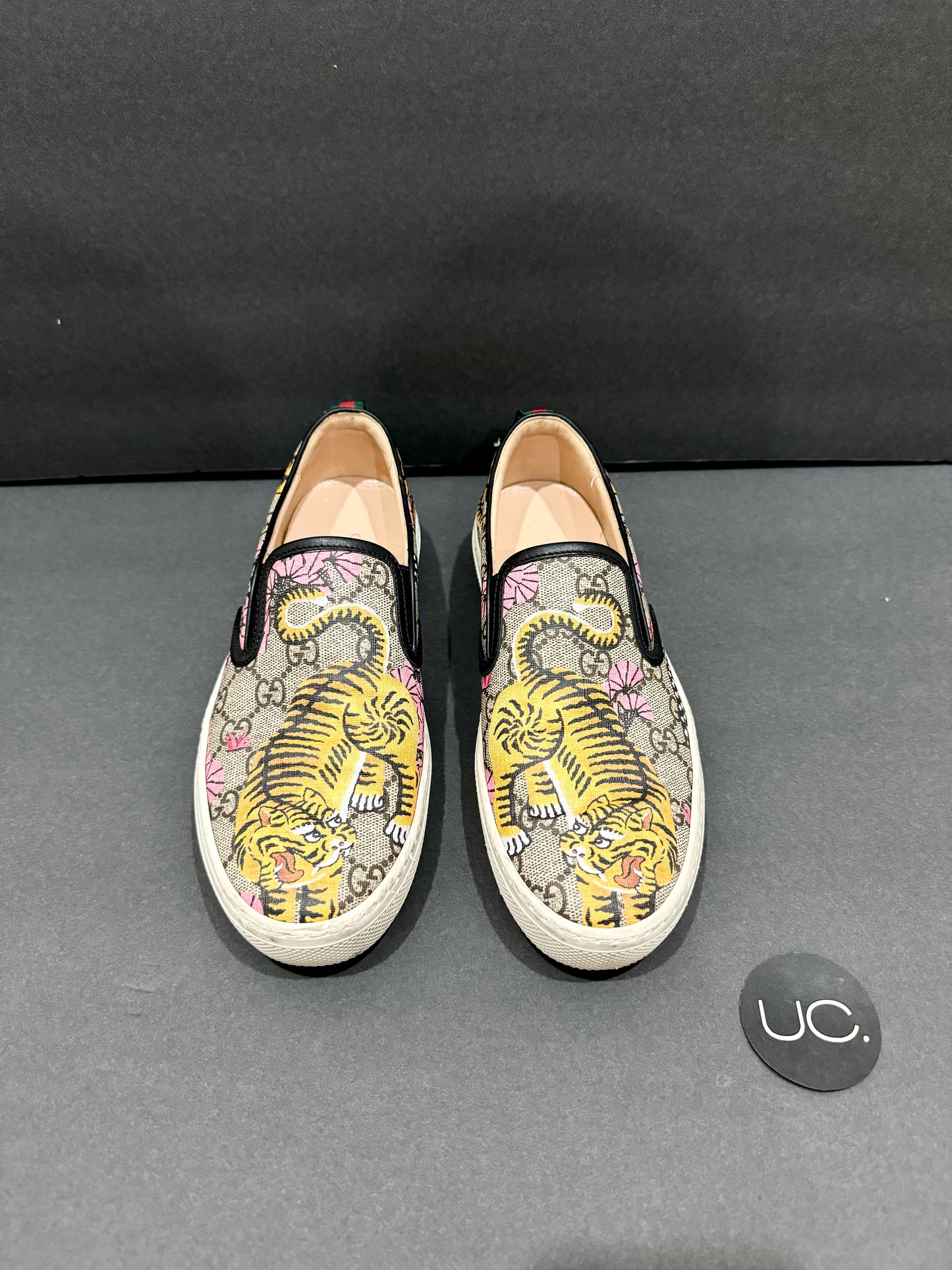 Gucci Dublin Bengal Tiger Slip On Shoes, Size 39