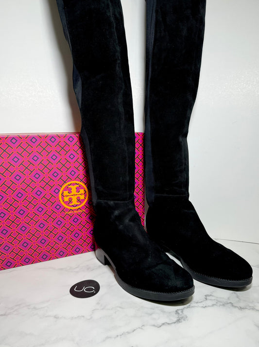 Tory Burch Caitlin Over the Knee Boot, Suede, Black, Size 7