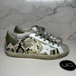 Golden Goose Super-Star Sneakers, Size 37, Silver/Snakeskin