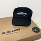 Burberry Horseferry Motif Cotton Twill Baseball Cap, Black, Size Large