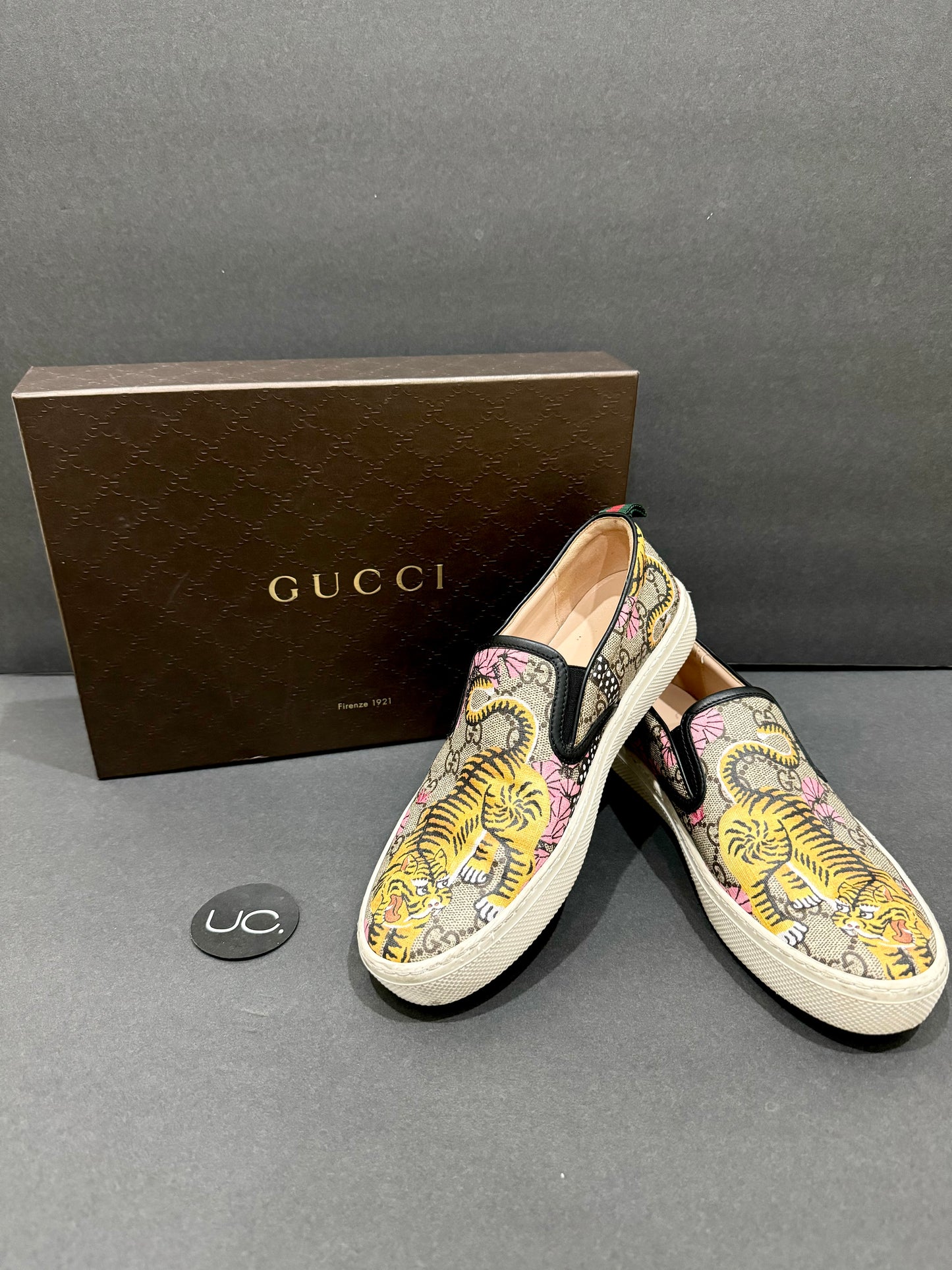 Gucci Dublin Bengal Tiger Slip On Shoes, Size 39