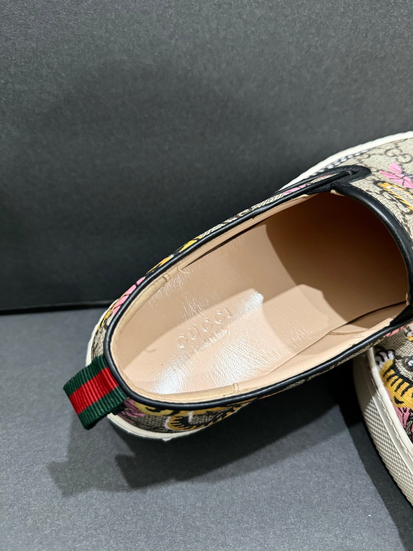 Gucci Dublin Bengal Tiger Slip On Shoes, Size 39