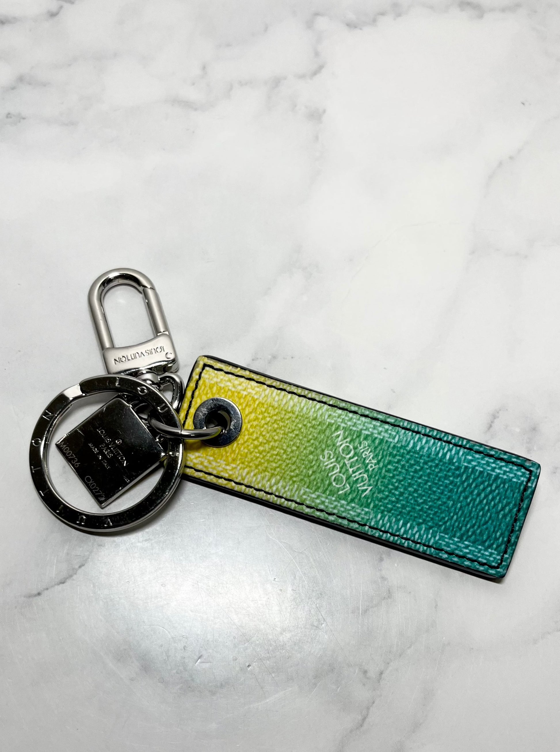 Louis Vuitton Damier Stripes Tab Bag Charm and Key Holder Gradient Blue in  Coated Canvas with Silver-tone - US