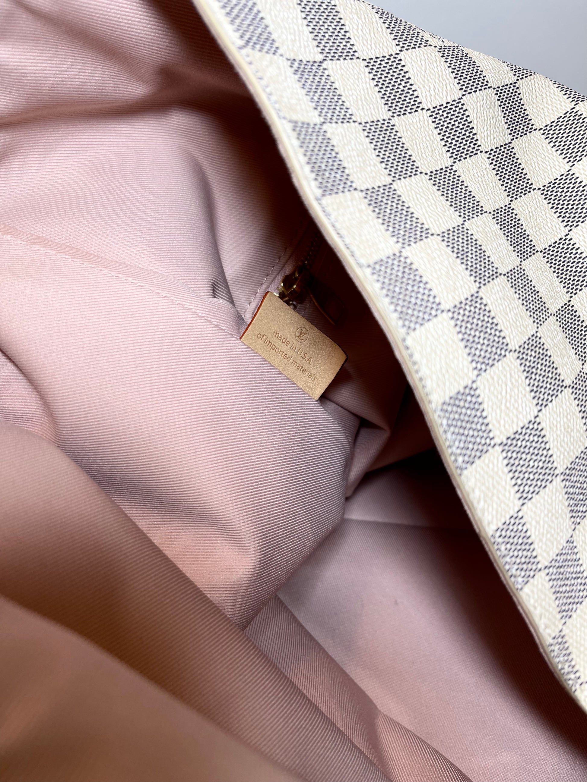 Louis Vuitton Graceful Mm Rose Ballerine Pink White Damier Azur