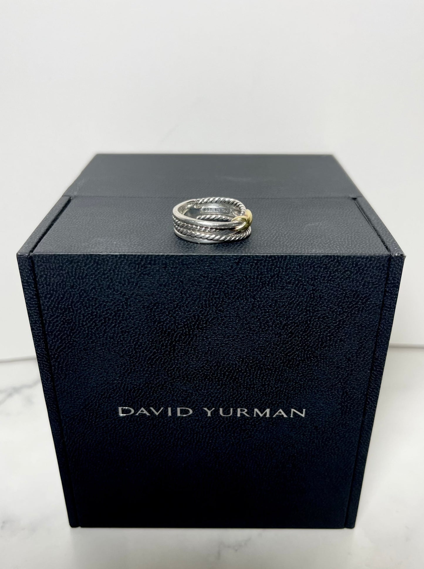 David Yurman X Crossover Band Ring in Sterling Silver with 18K Yellow Gold