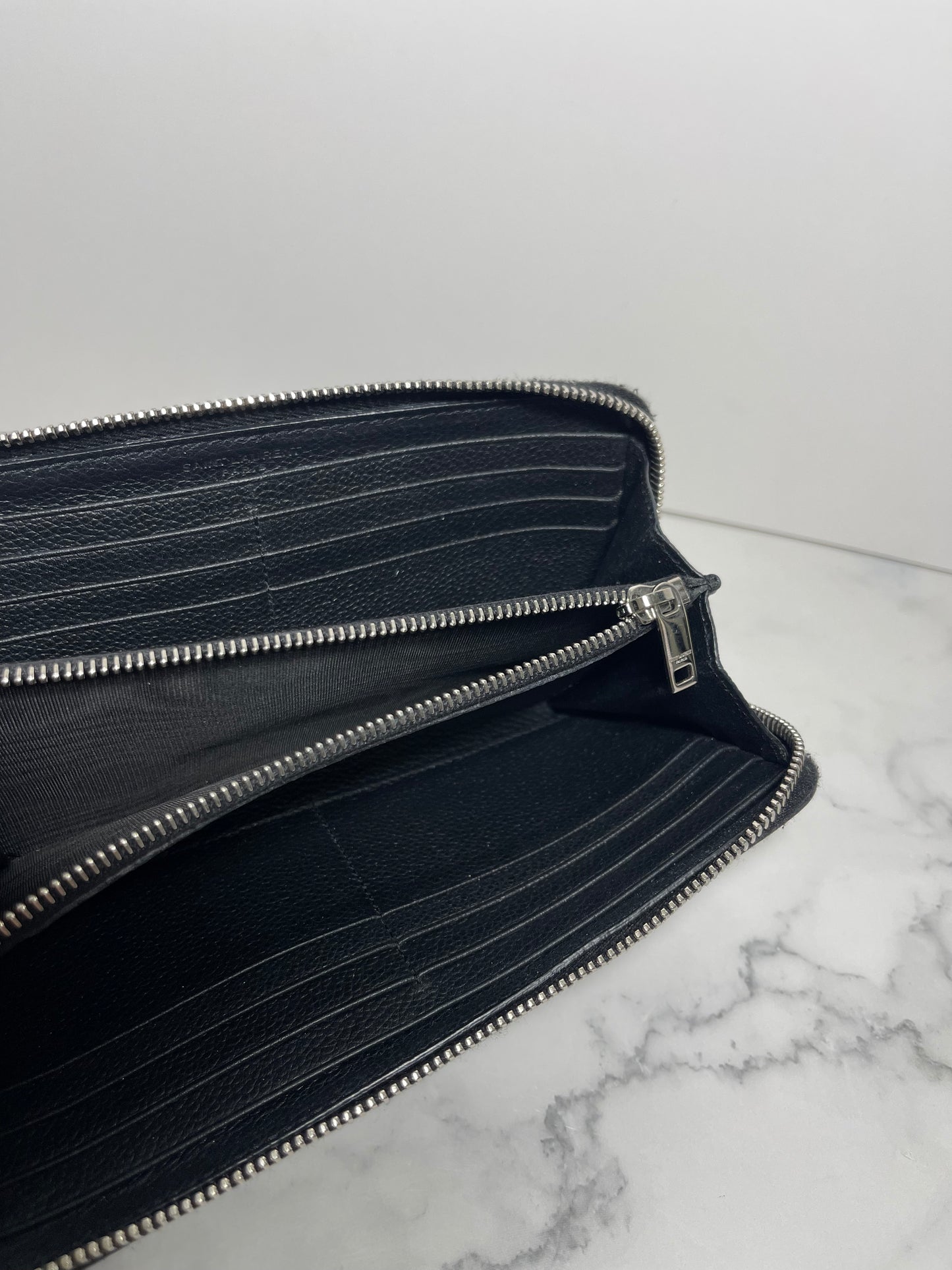 Saint Laurent Grain de Poudre Rive Gauche Zip Around Wallet