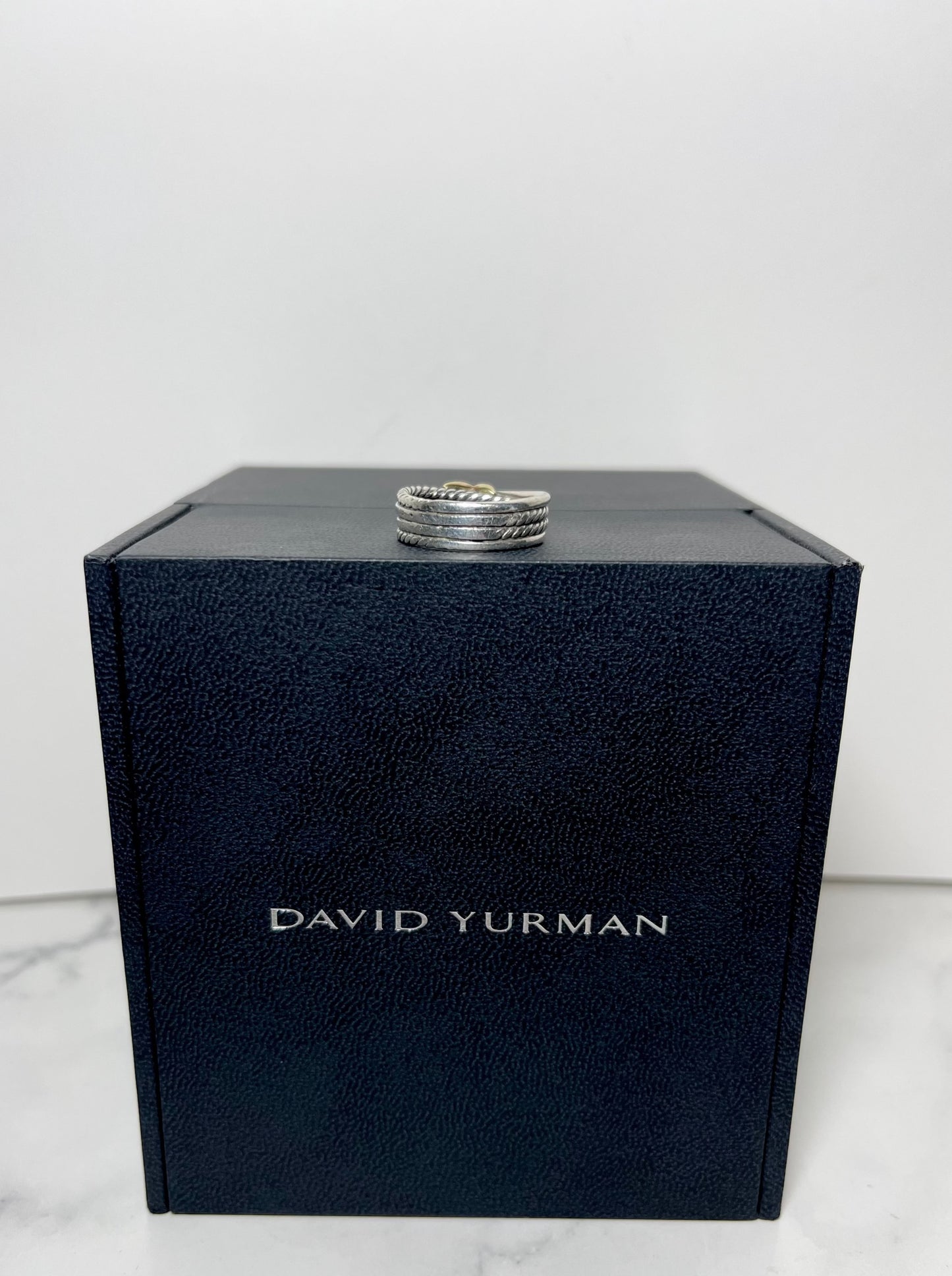 David Yurman X Crossover Band Ring in Sterling Silver with 18K Yellow Gold