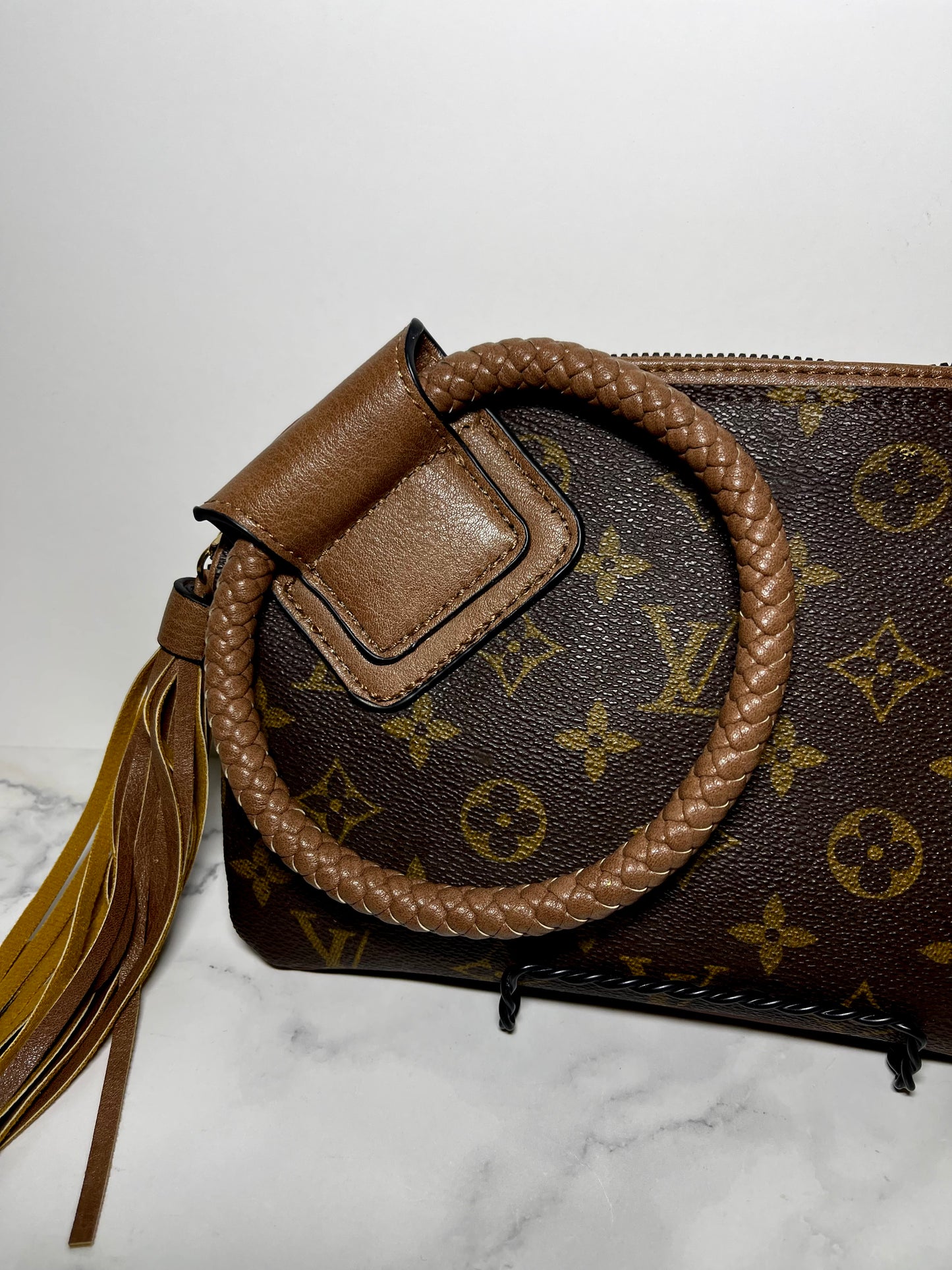 Upcycled Louis Vuitton Braided Tassel Wristlet