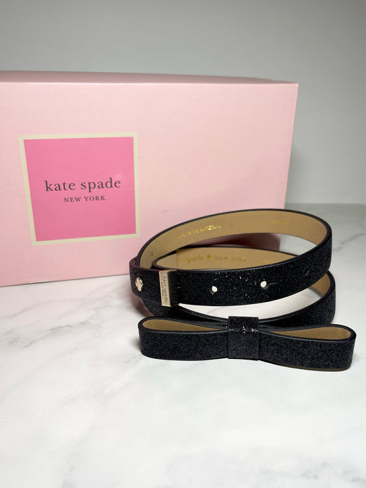 Kate Spade Black Glitter Bow Belt