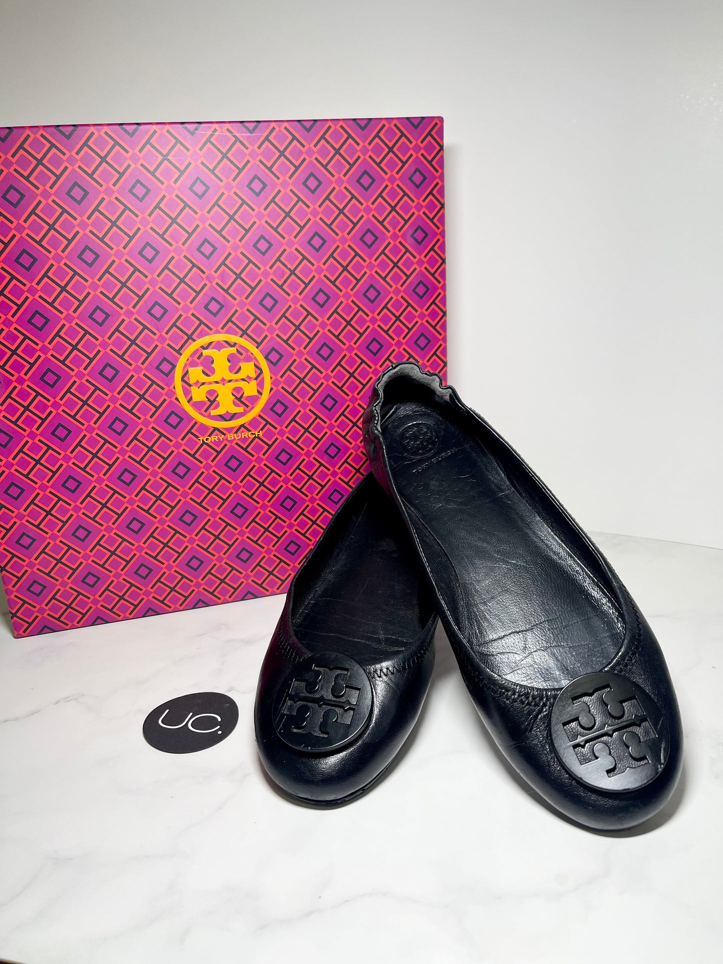 Tory Burch Minnie Travel Ballet Flat, Black, Size 8.5